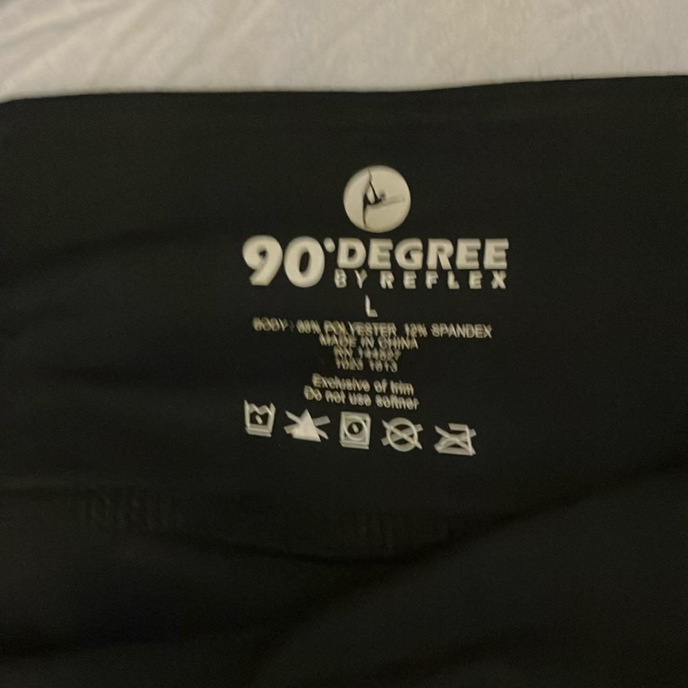 90•Degree by Reflex large work out leggings. Black with reflective stripes.